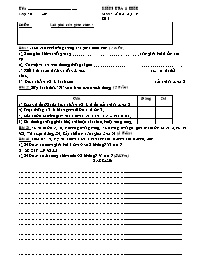 Kiểm tra 1 tiết môn Hình học 6
